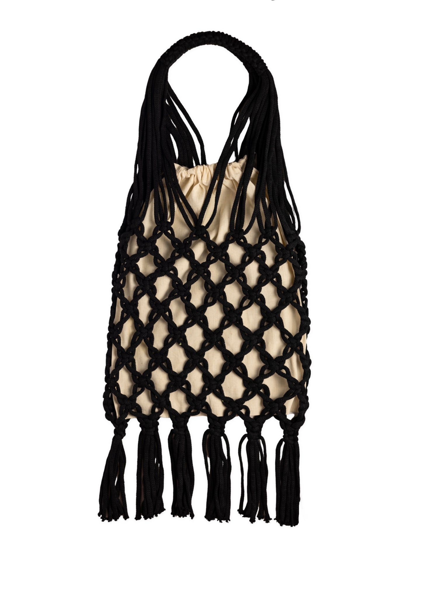 Woven Bag with Knotting - Black