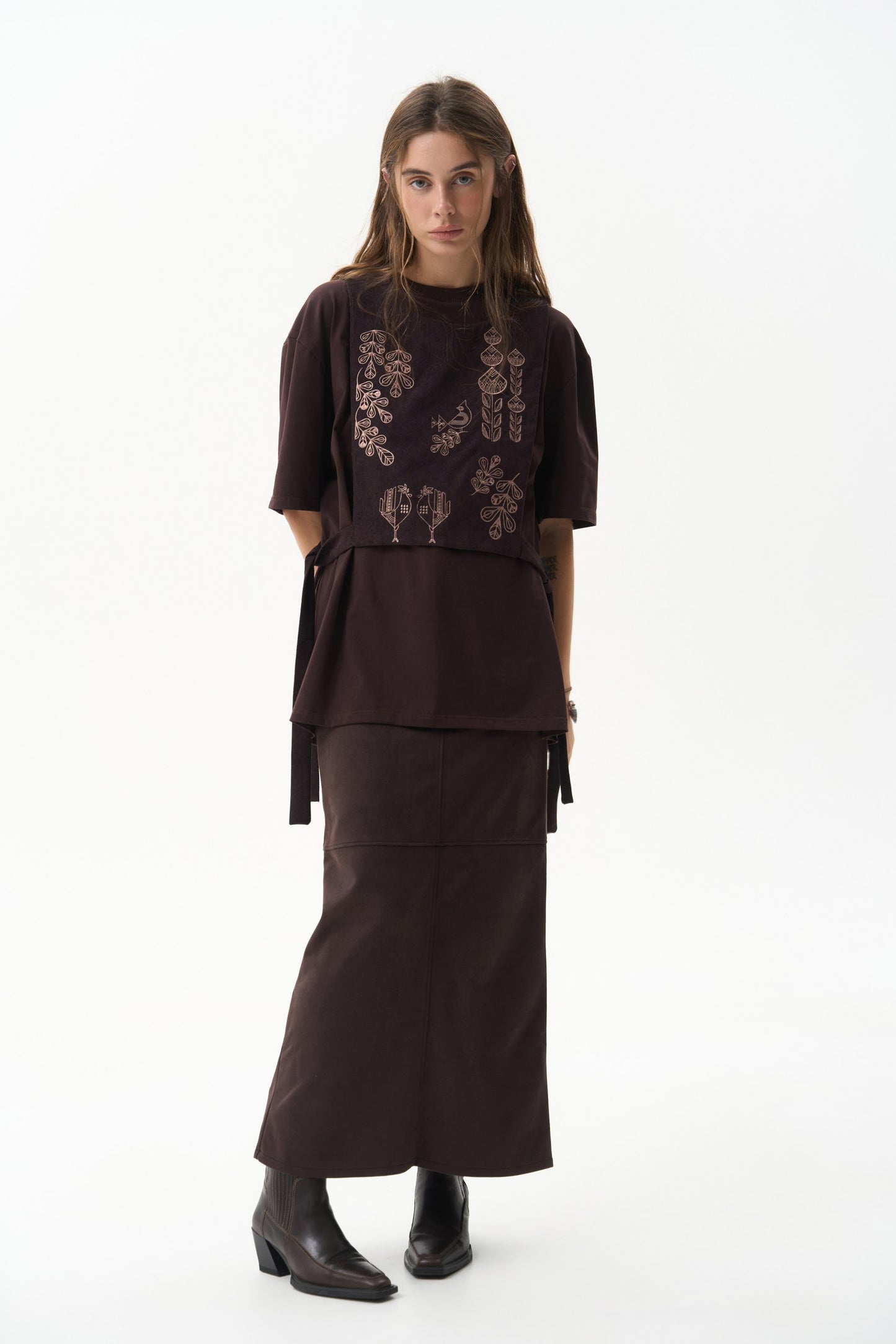 Embroidered Vest Brown