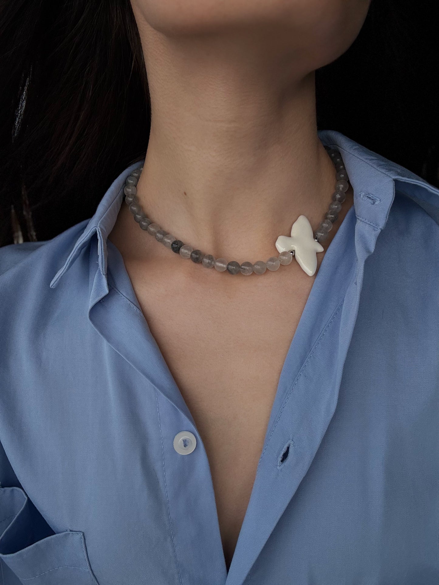 Smoky Quartz Necklace Bird
