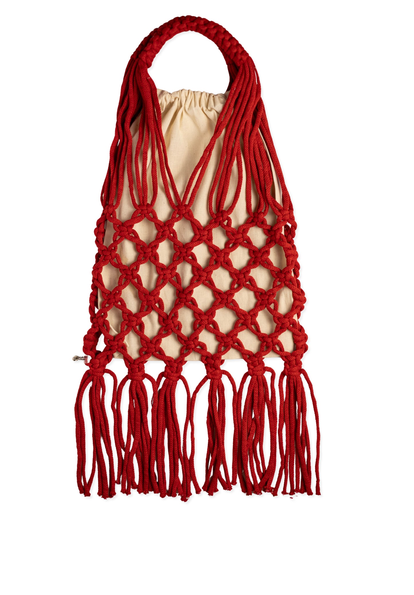 Woven Bag with Knotting - Red