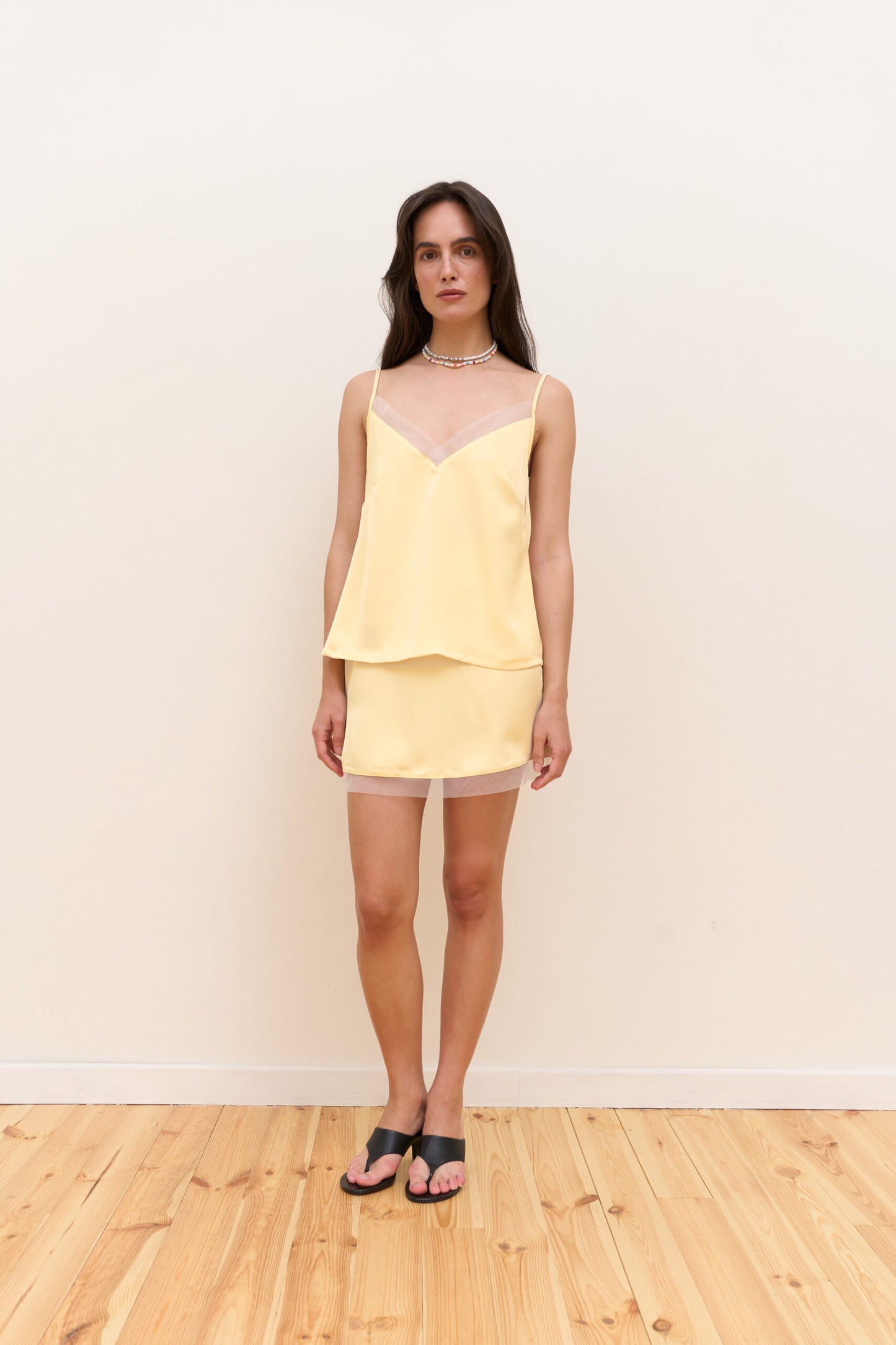 Natural Satin Skirt Plombir Yellow Butter