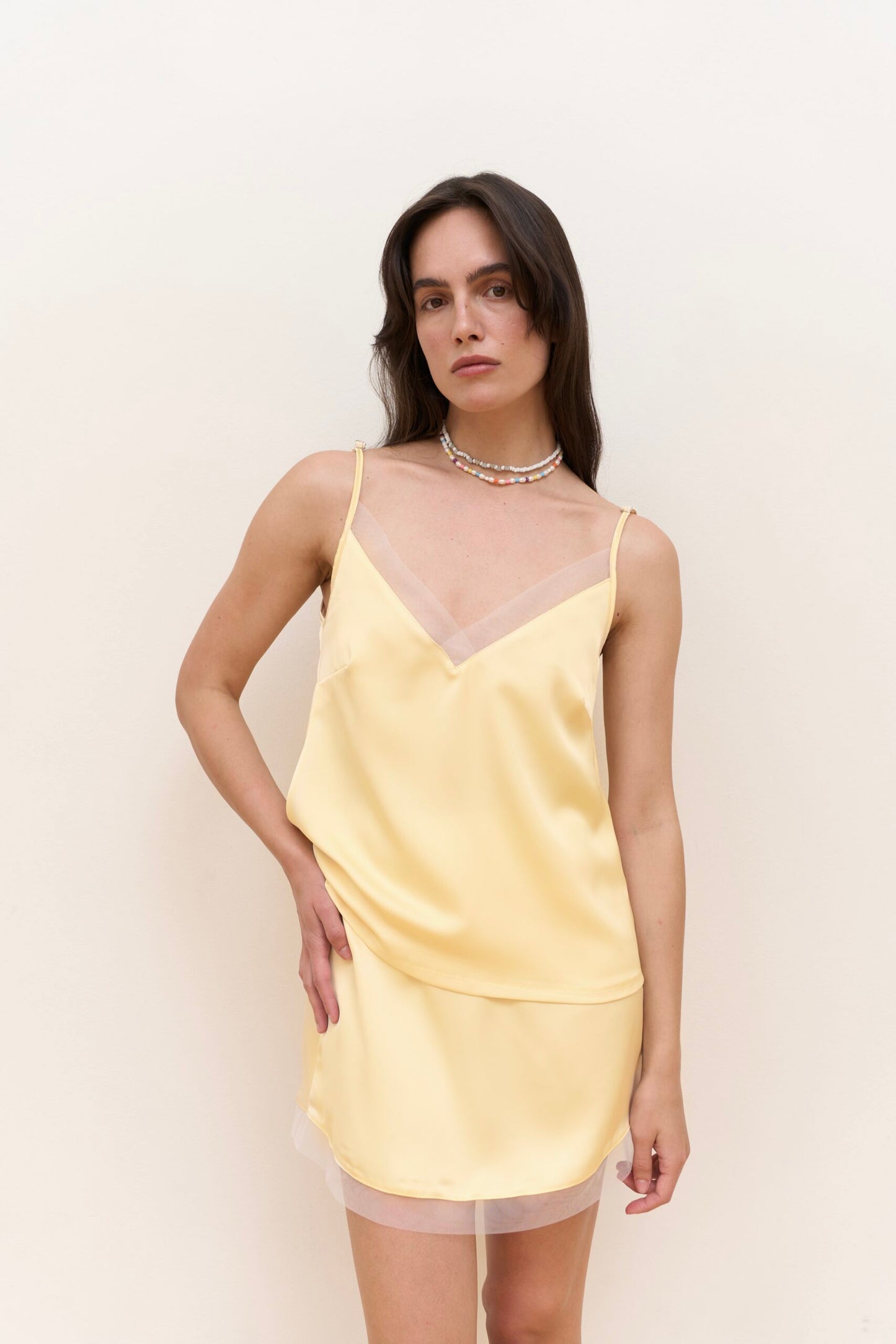 Natural Satin Skirt Plombir Yellow Butter