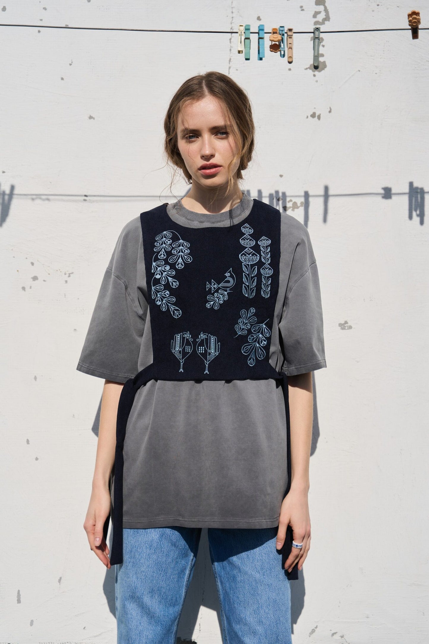 Embroidered Vest Blue