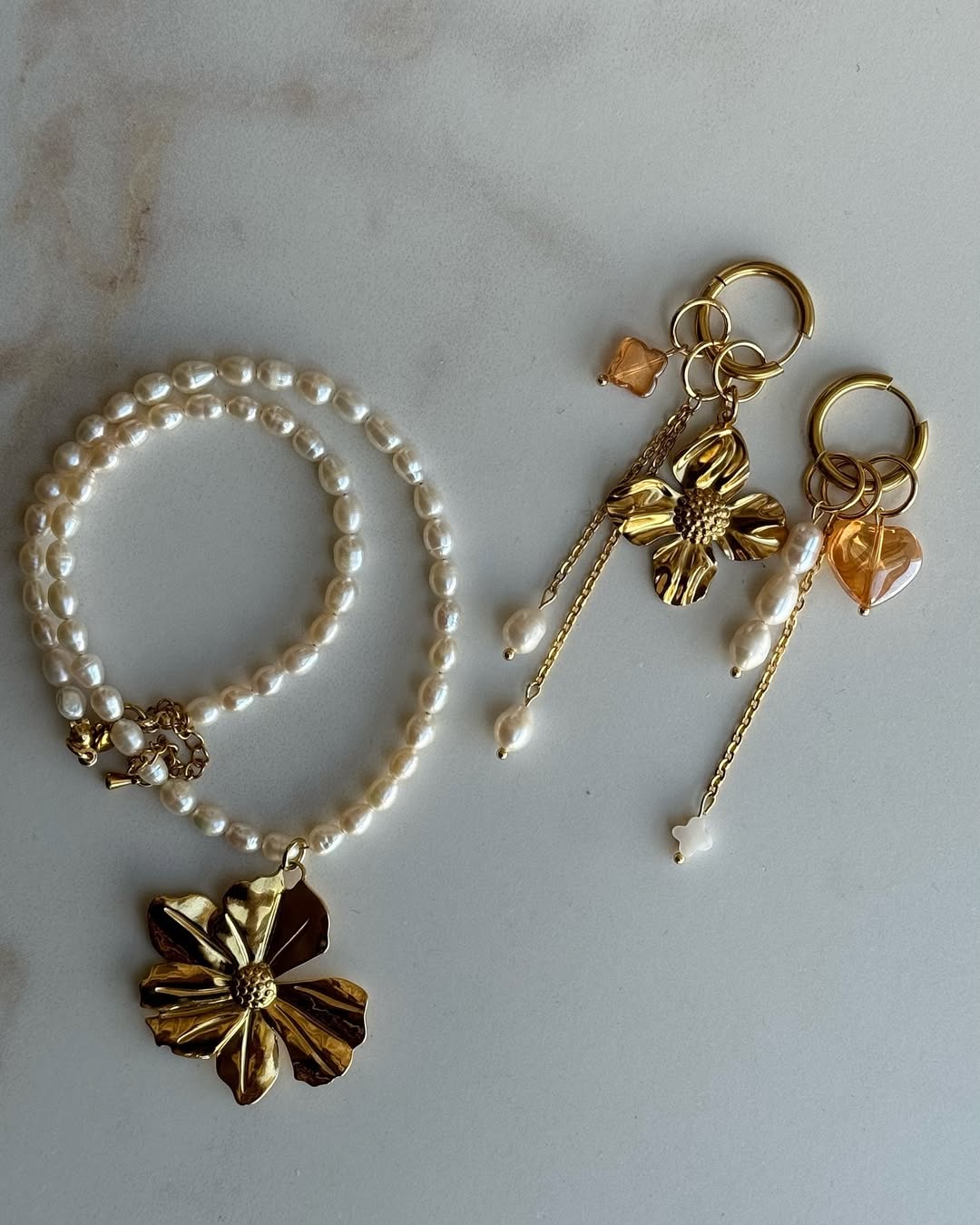 Pearl Necklace Floria Gold