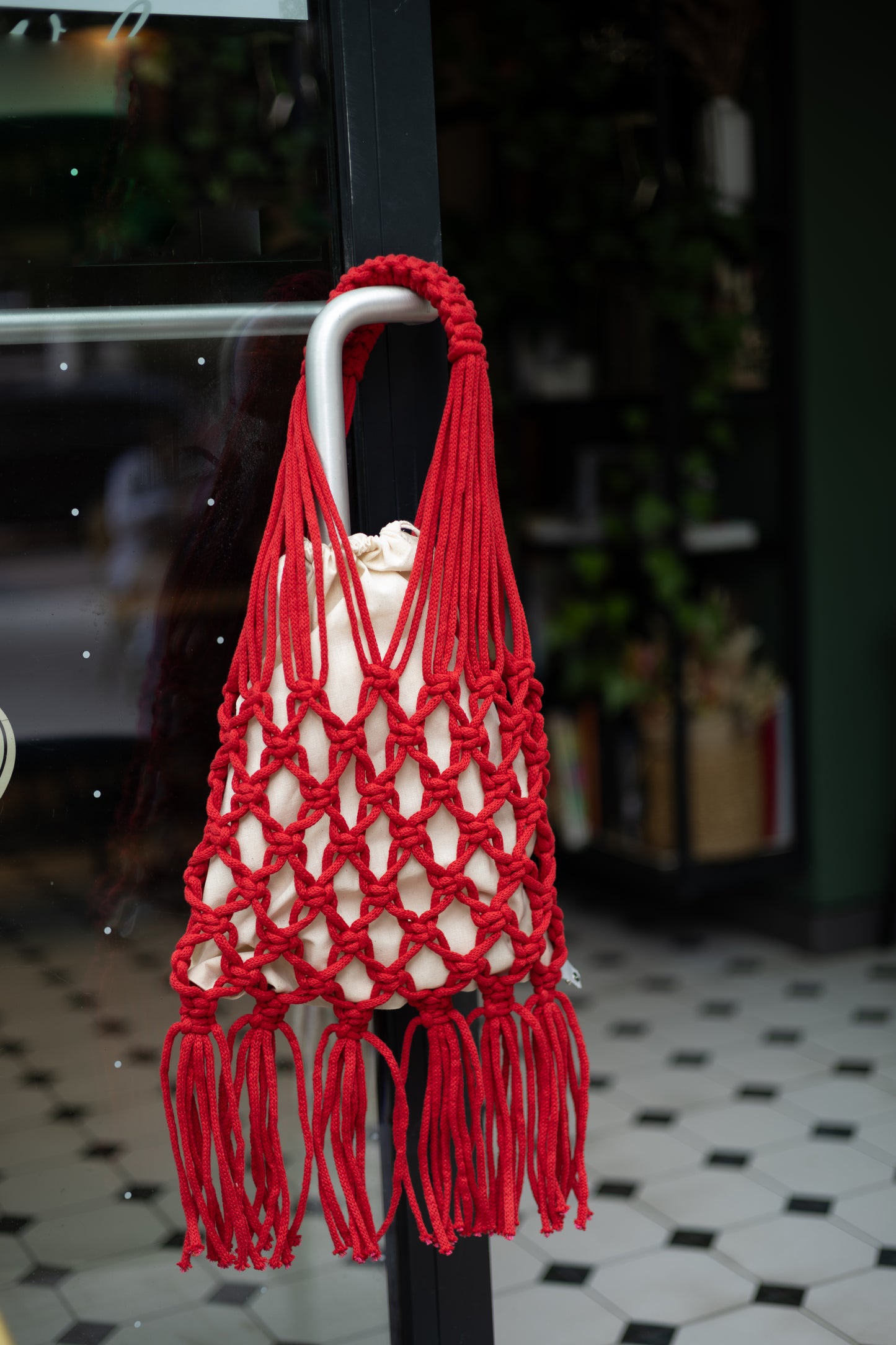 Woven Bag with Knotting - Red