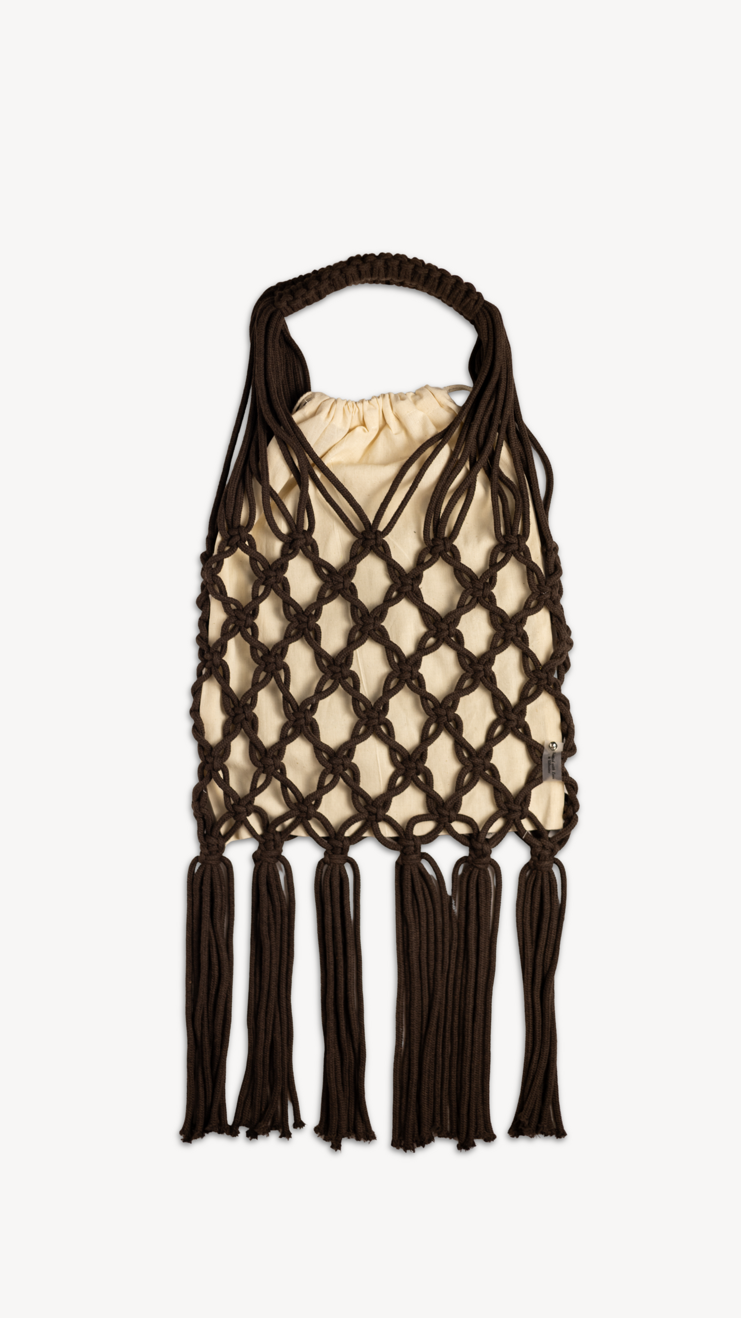 Woven Bag with Knotting - Brown