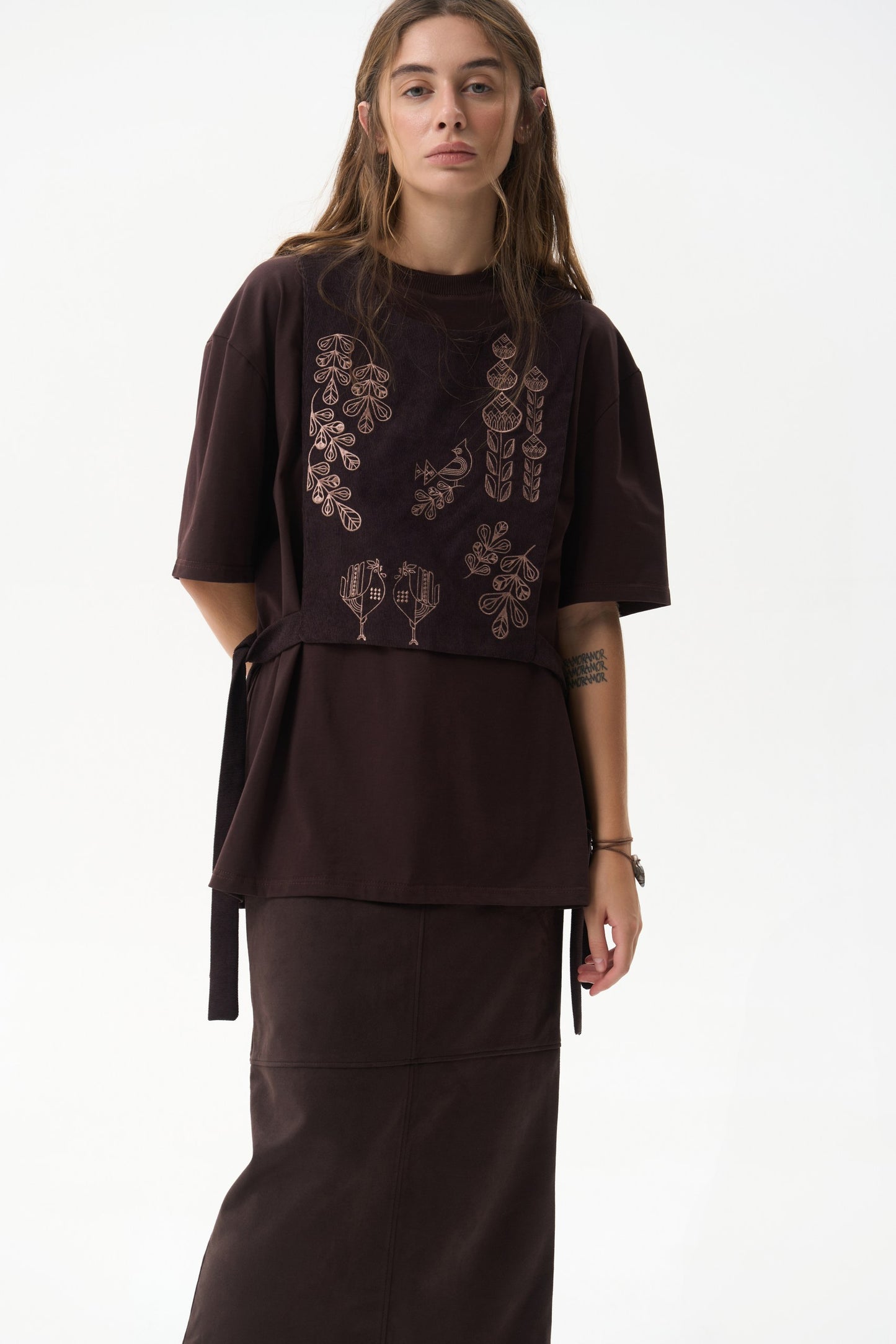 Embroidered Vest Brown