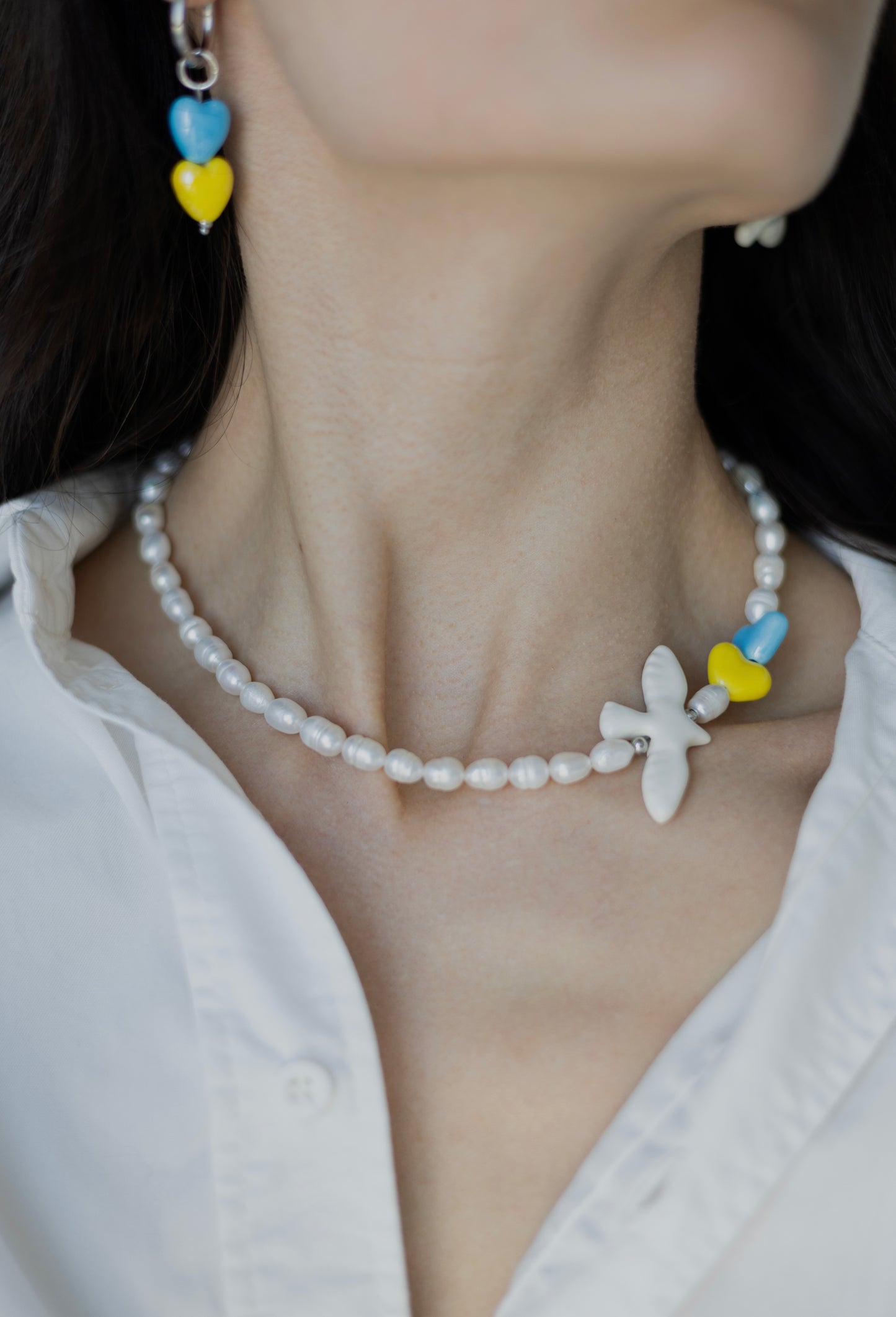 Patriotic River Pearls Necklace Ptashka