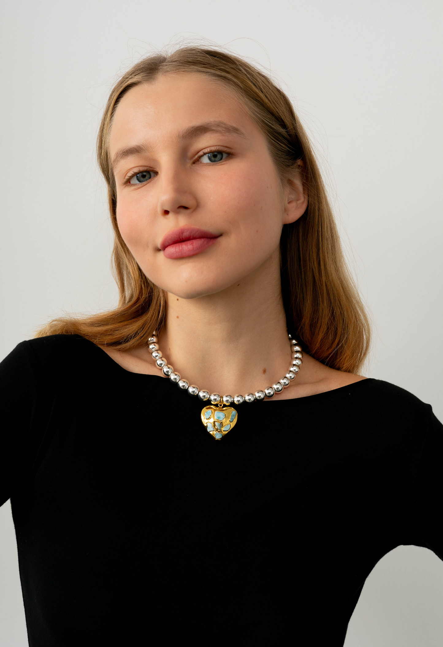 Hematite Beads Heart Necklace