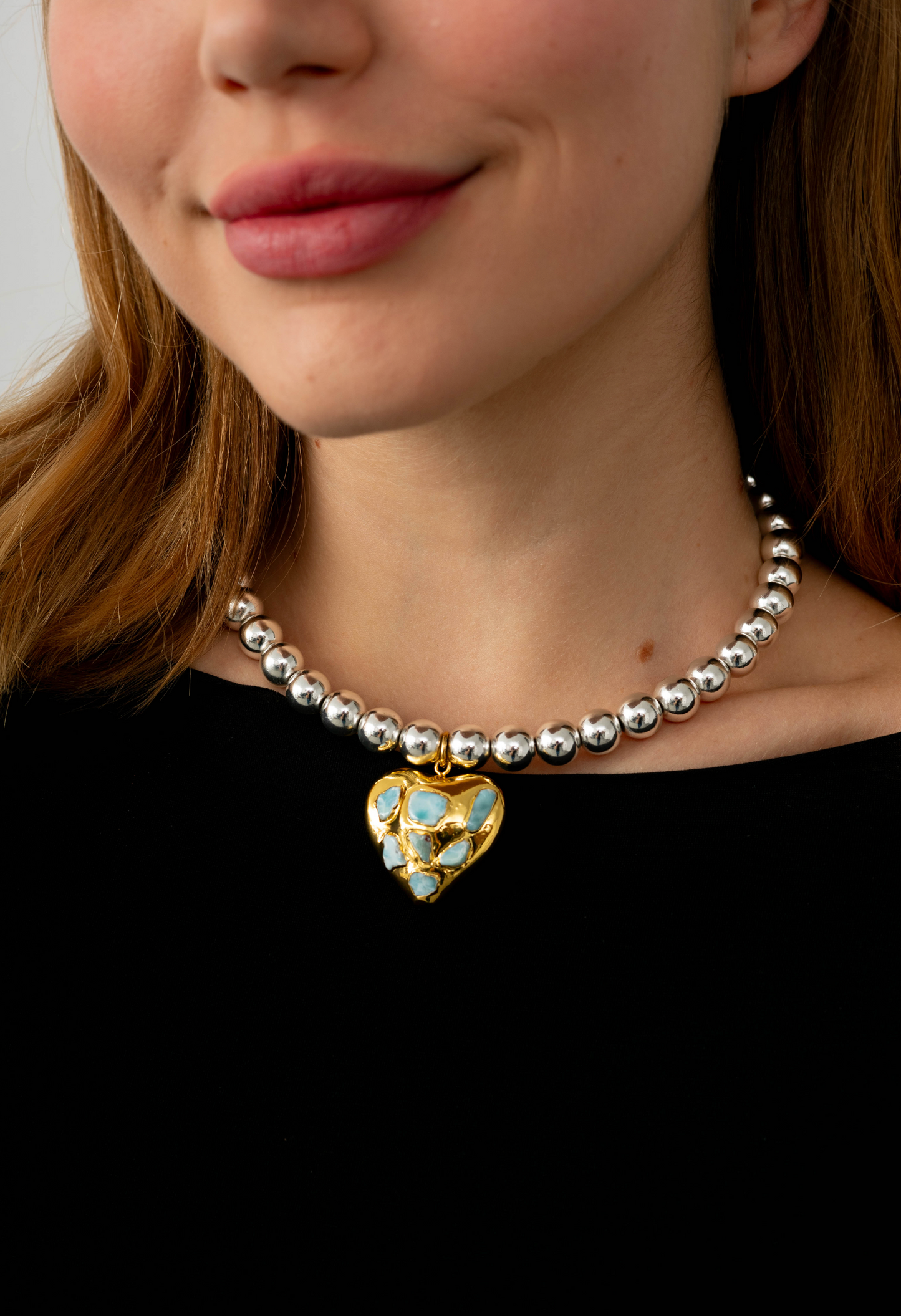 Hematite Beads Heart Necklace
