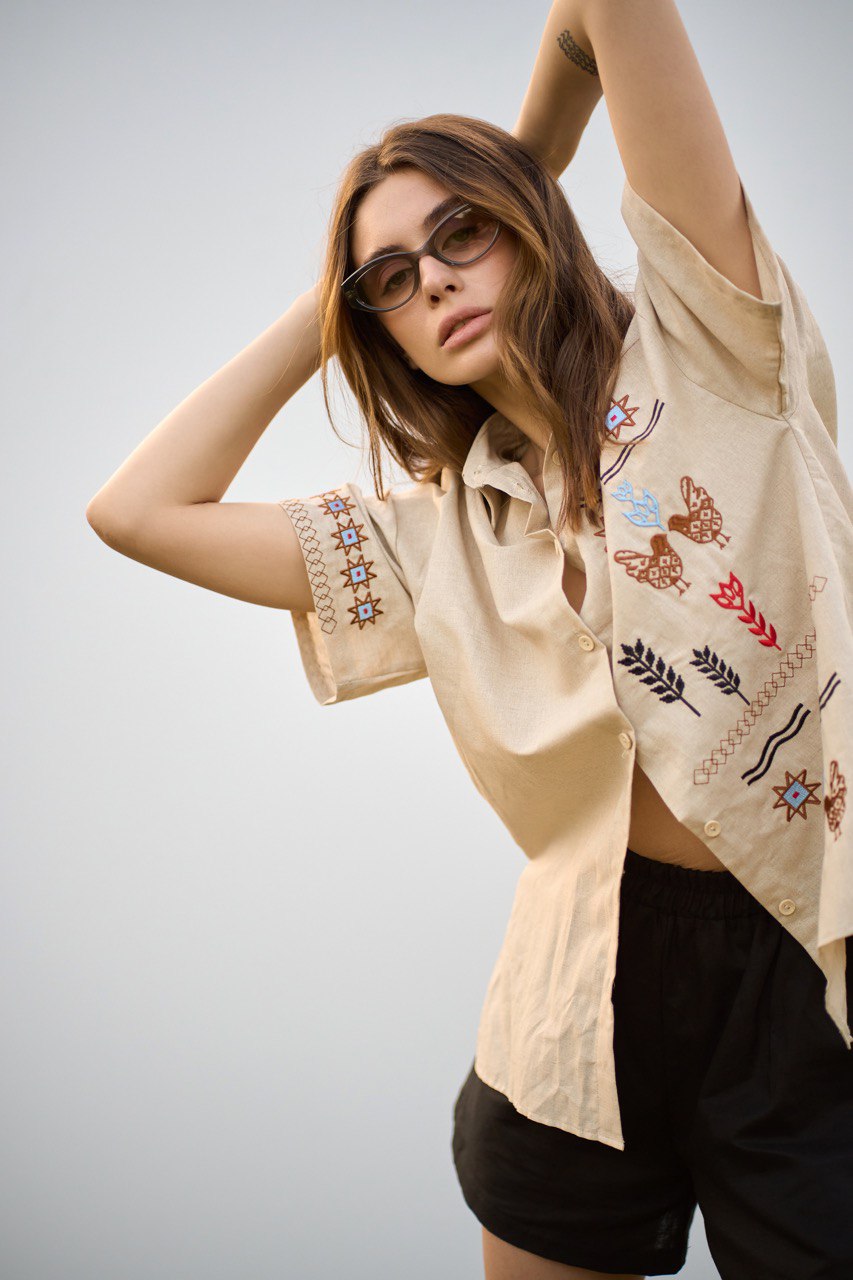 Shirt with Embroidery Kolosky Wheat