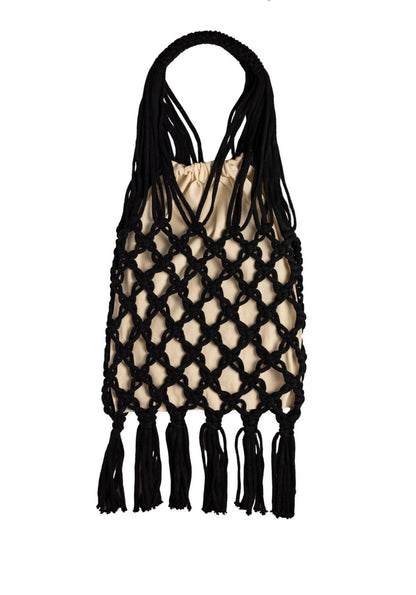 Woven Bag with Knotting - Black
