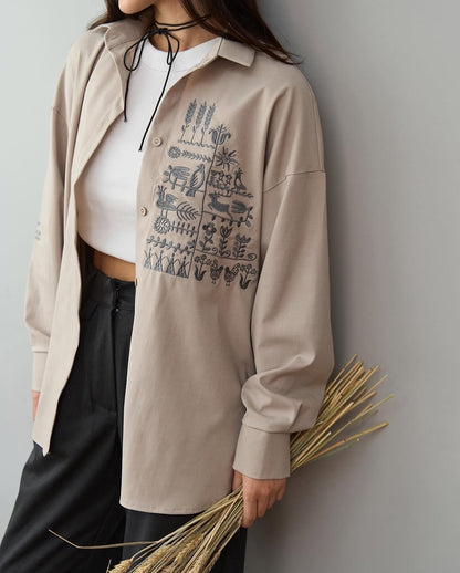 Shirt with Embroidery Oberih Wheat