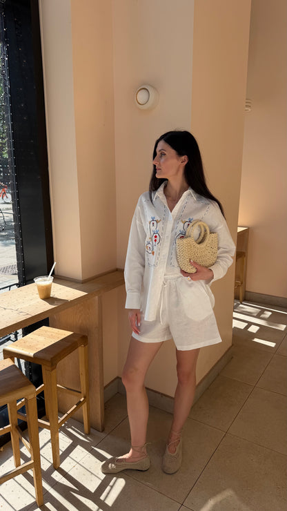 Linen Shirt Symbols Milk