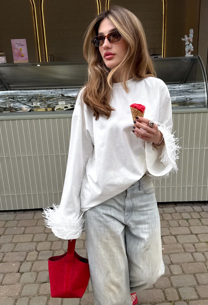 Longsleeve With Ostrich Feather