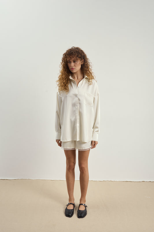 Natural Satin Shirt Breeze
