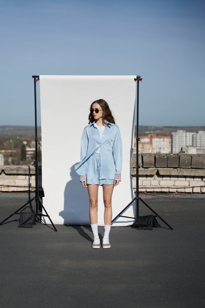 Blue Cotton Shorts Korinnia
