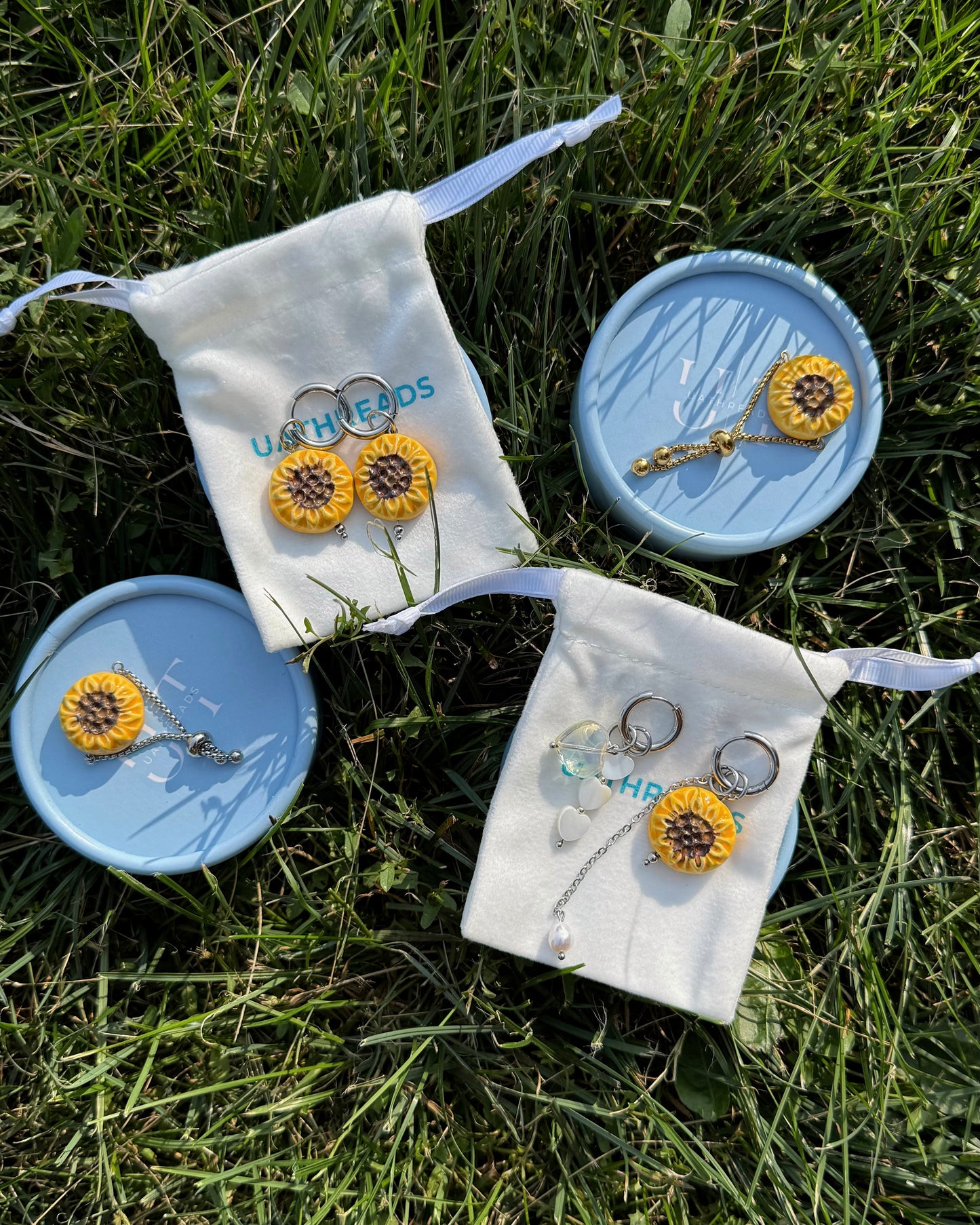 Ceramic Earrings Sunflowers