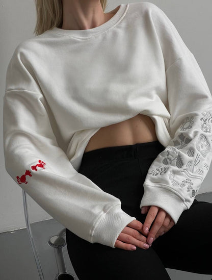 Embroidered Sweatshirt Pivnyky Ivory