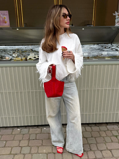 Longsleeve With Ostrich Feather