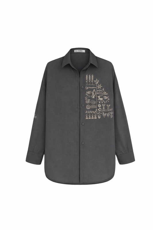 Shirt with Embroidery Oberih chocolate