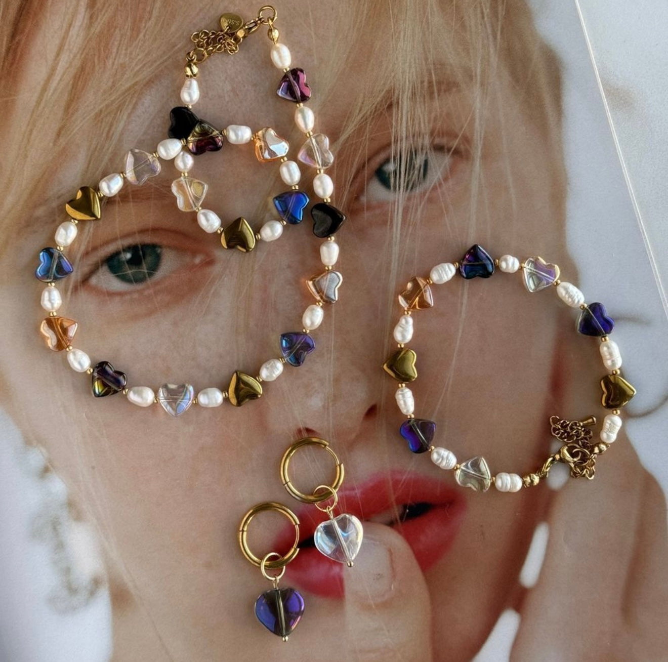 Set Bloom Hearts (Necklace, bracelet, earrings, ring)