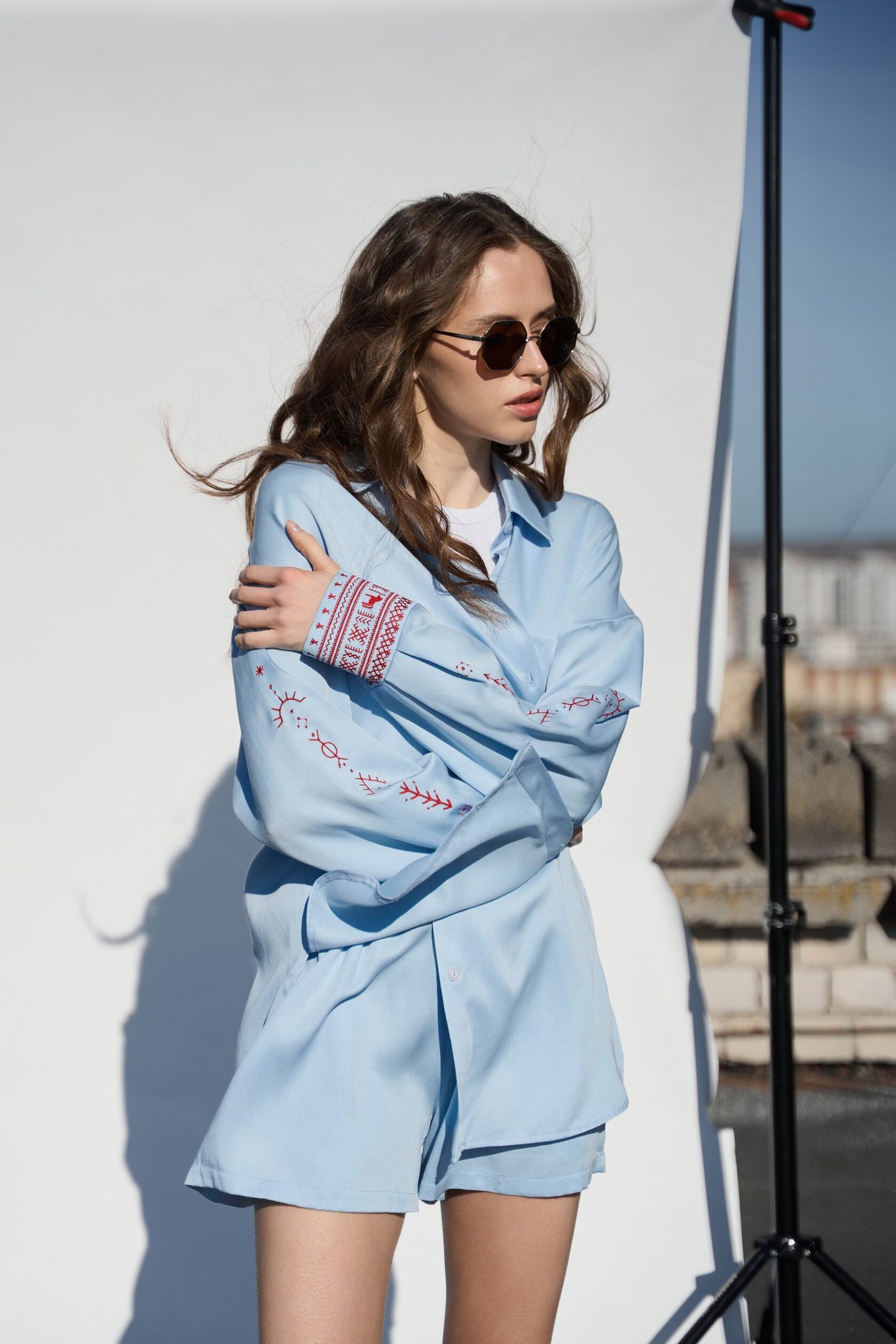 Blue Cotton Shorts Korinnia