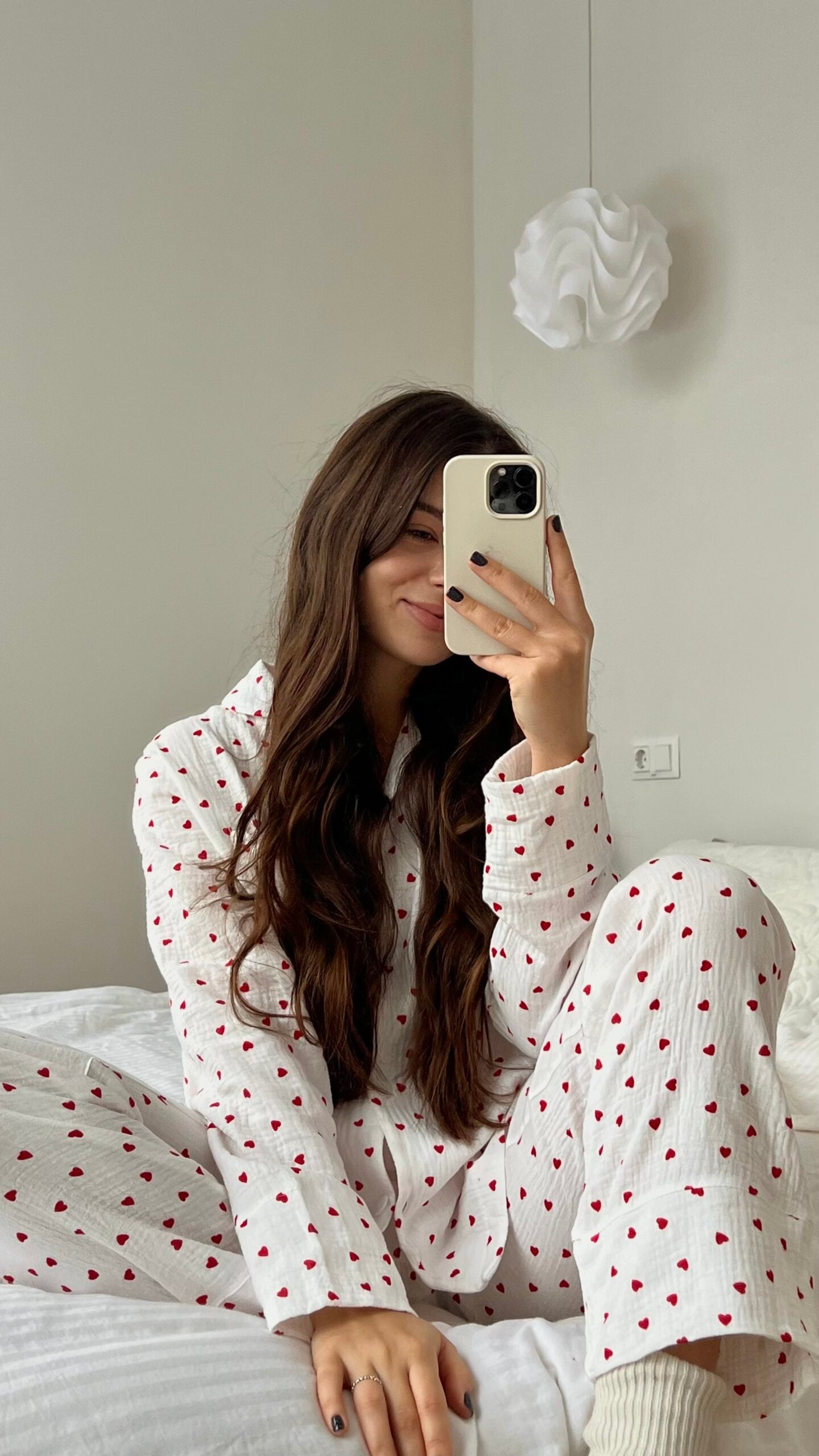 Muslin Pyjamas White With Hearts