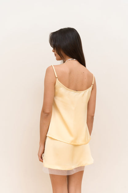 Natural Satin Skirt Plombir Yellow Butter
