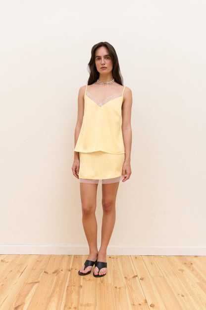 Natural Satin Skirt Plombir Yellow Butter