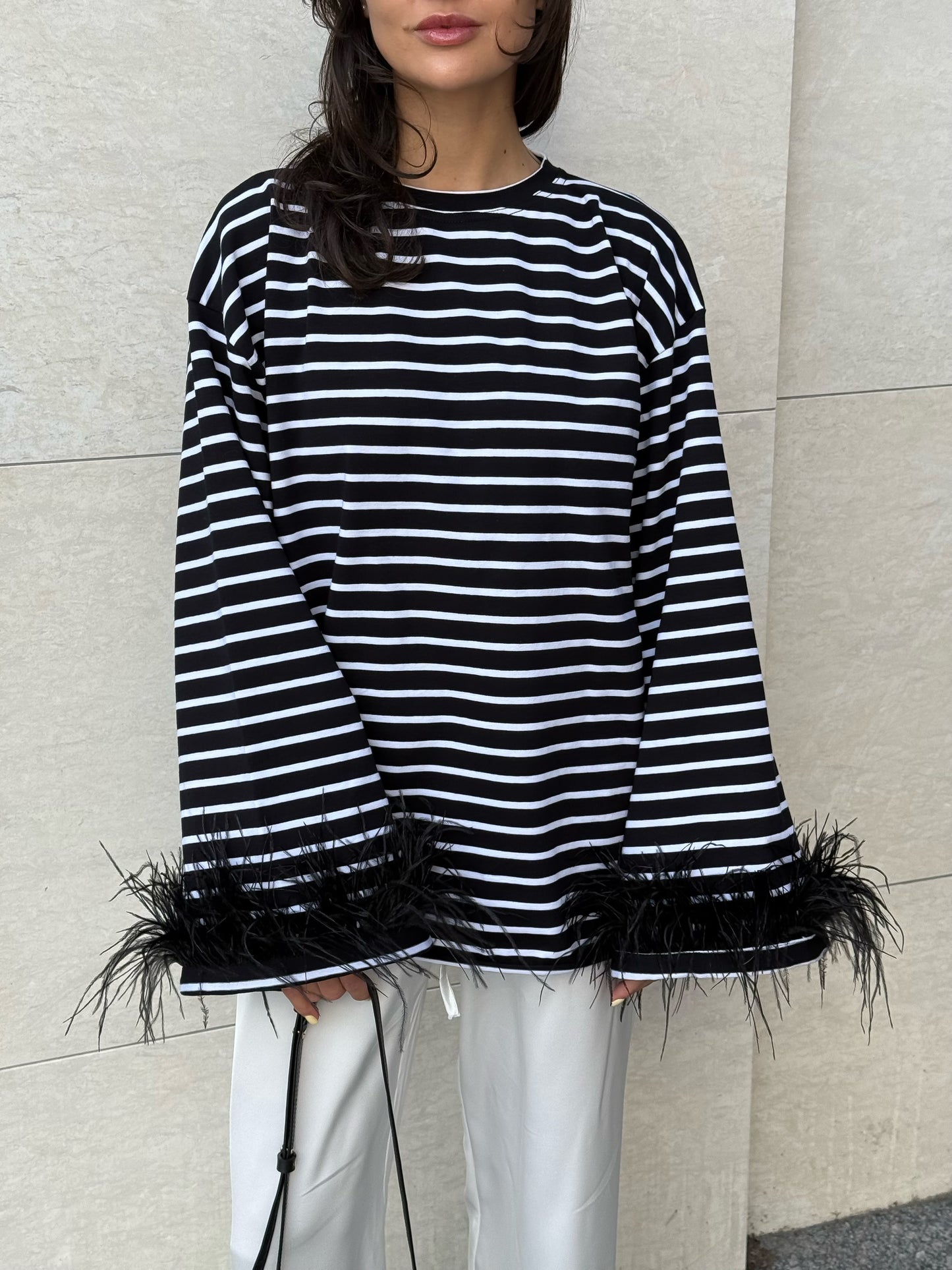 Longsleeve With Ostrich Feather