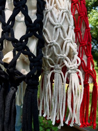 Woven Bag with Knotting - Black