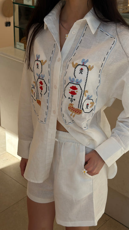 Linen Shirt Symbols Milk