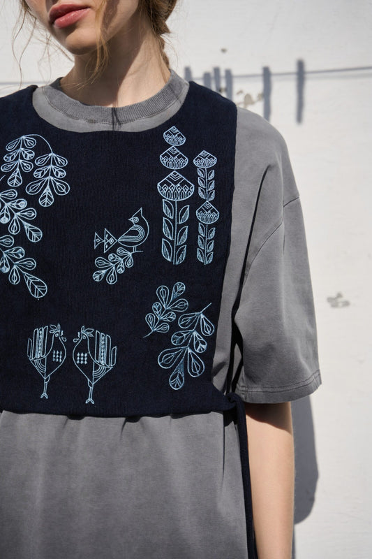 Embroidered Vest Blue