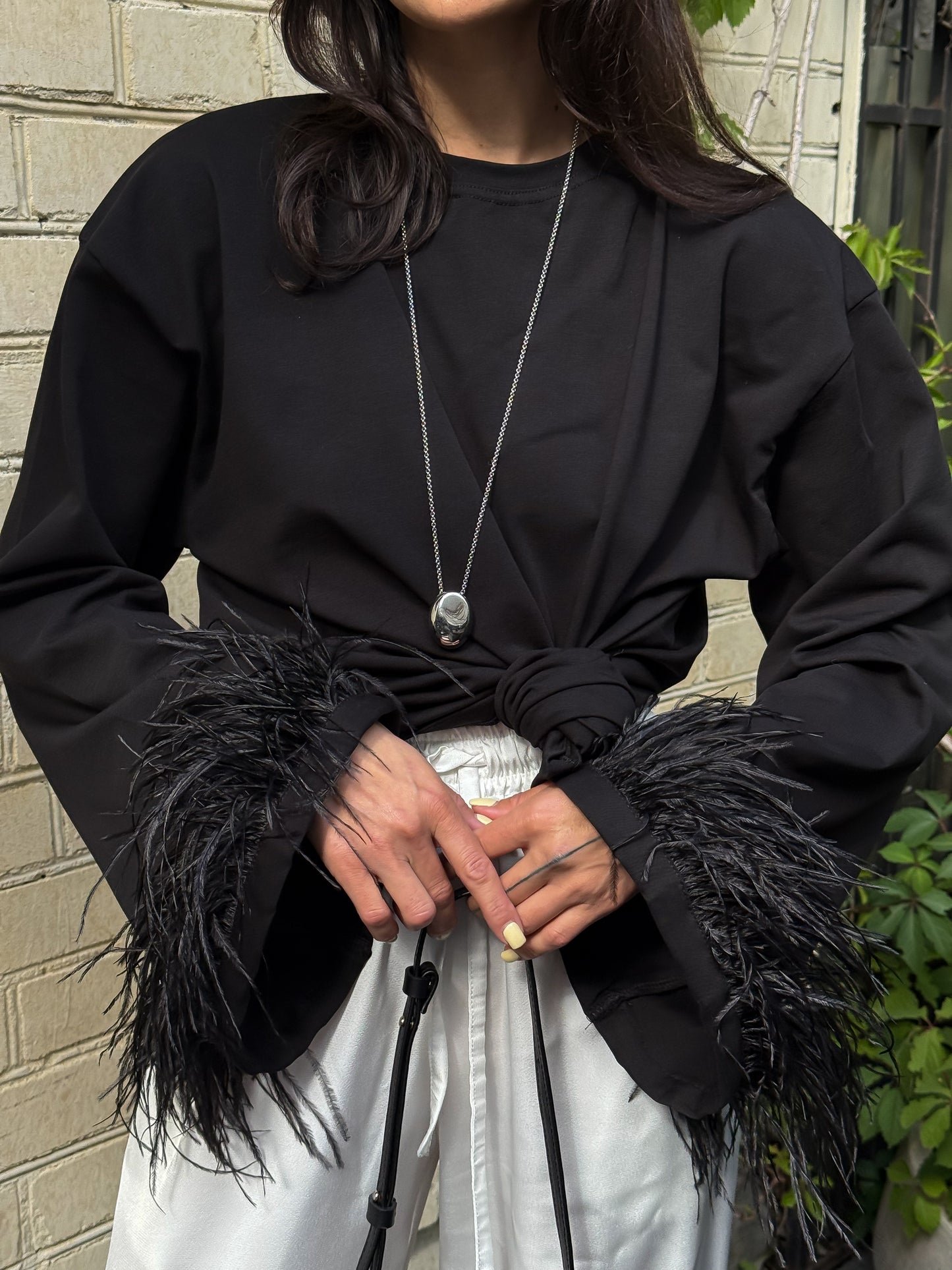 Longsleeve With Ostrich Feather