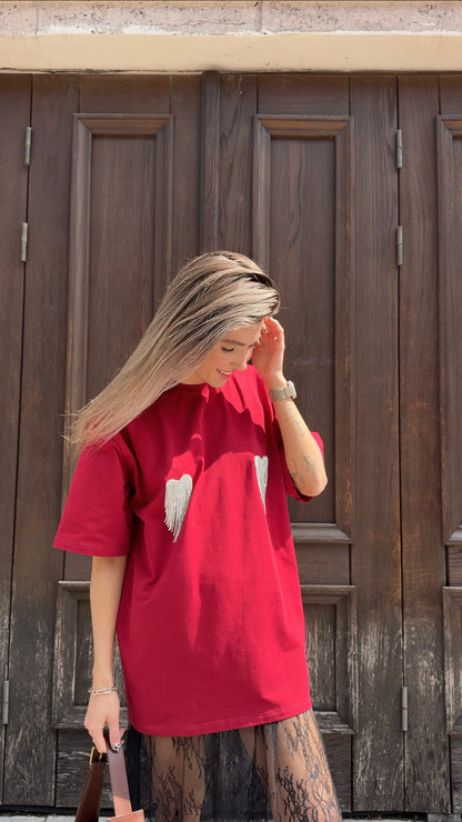 T-shirt with Hearts Red