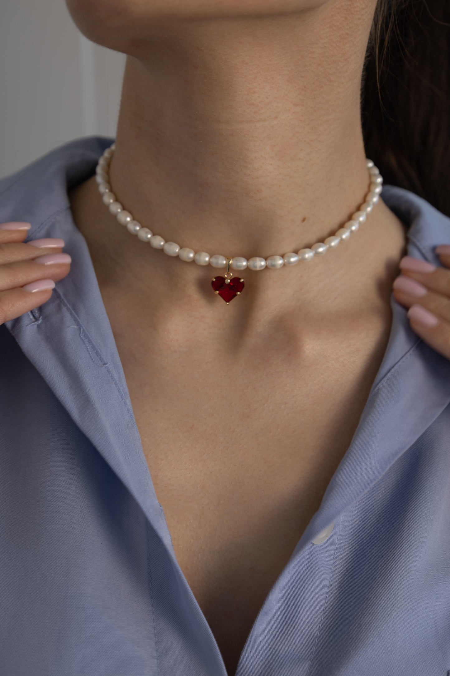 Freshwater Pearls Necklace Je t’aime Red
