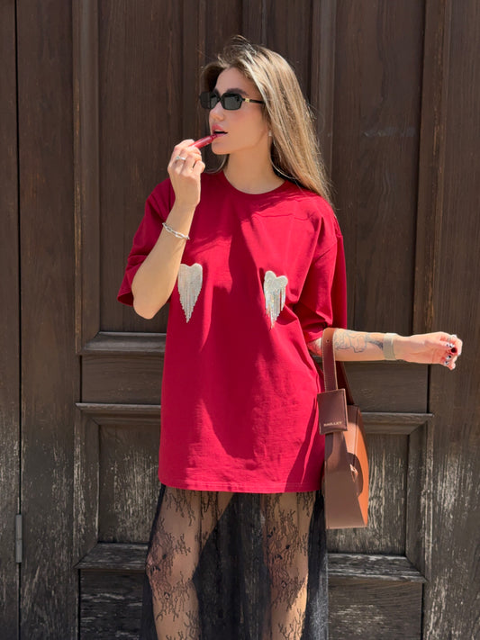 T-shirt with Hearts Red