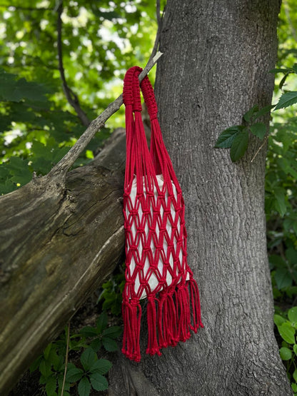 Woven Bag with Knotting - Red
