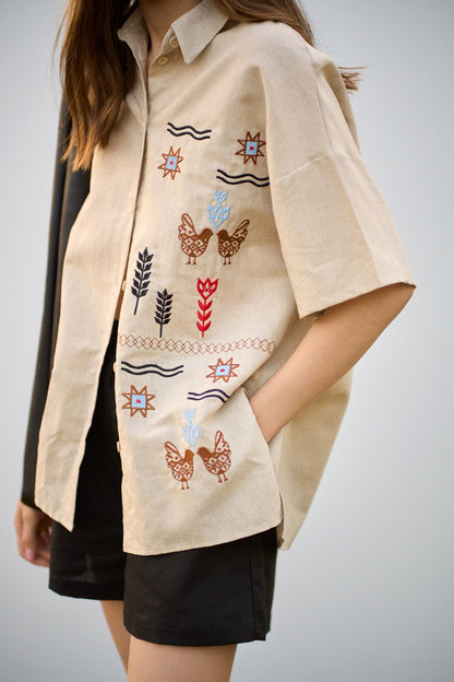 Shirt with Embroidery Kolosky Wheat