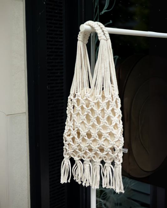 Woven Bag with Knotting - Beige