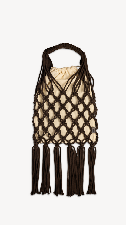 Woven Bag with Knotting - Brown