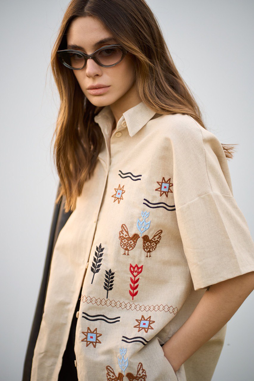 Shirt with Embroidery Kolosky Wheat