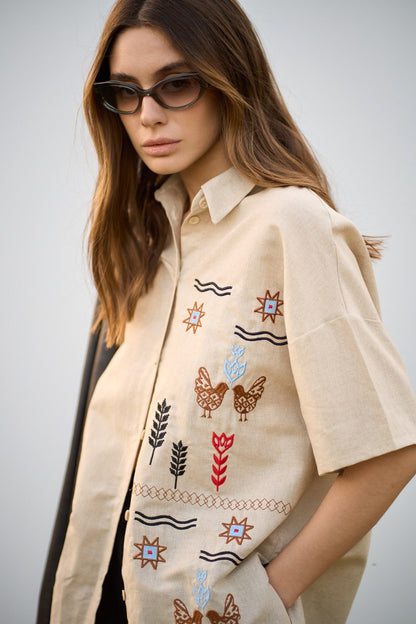 Shirt with Embroidery Kolosky Wheat