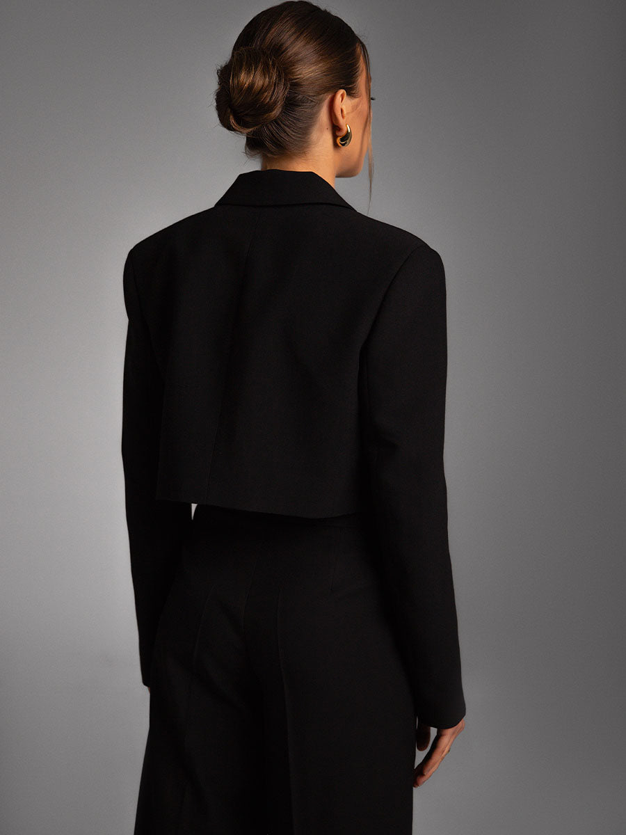 Single-Breasted Black Cropped Blazer One By One