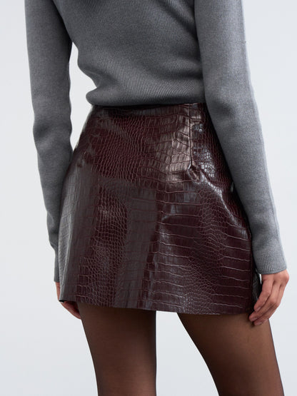 Snake Faux Leather Mini Skirt