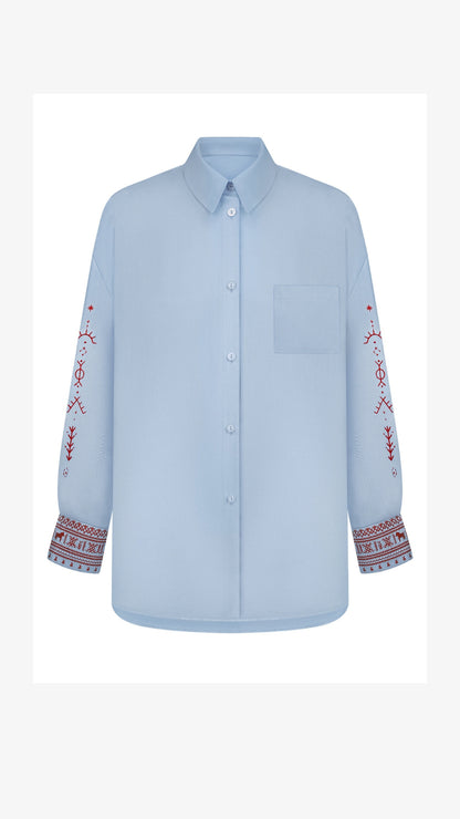 Blue Shirt with Embroidery