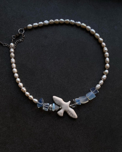 Necklace with a Ceramic Bird VIL'NA (Pre-order, shipping from Dec 1/2024)