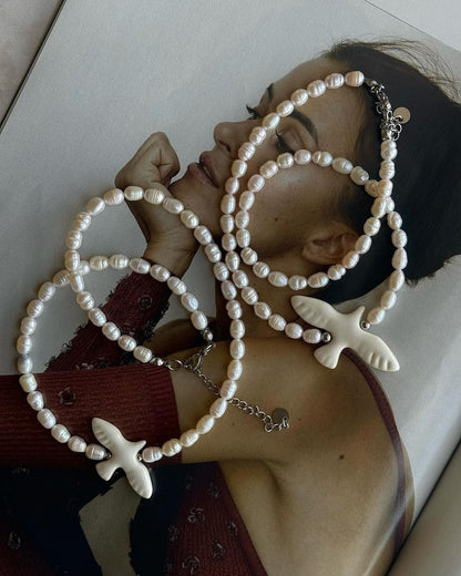 Natural River Pearls Necklace Ptashka