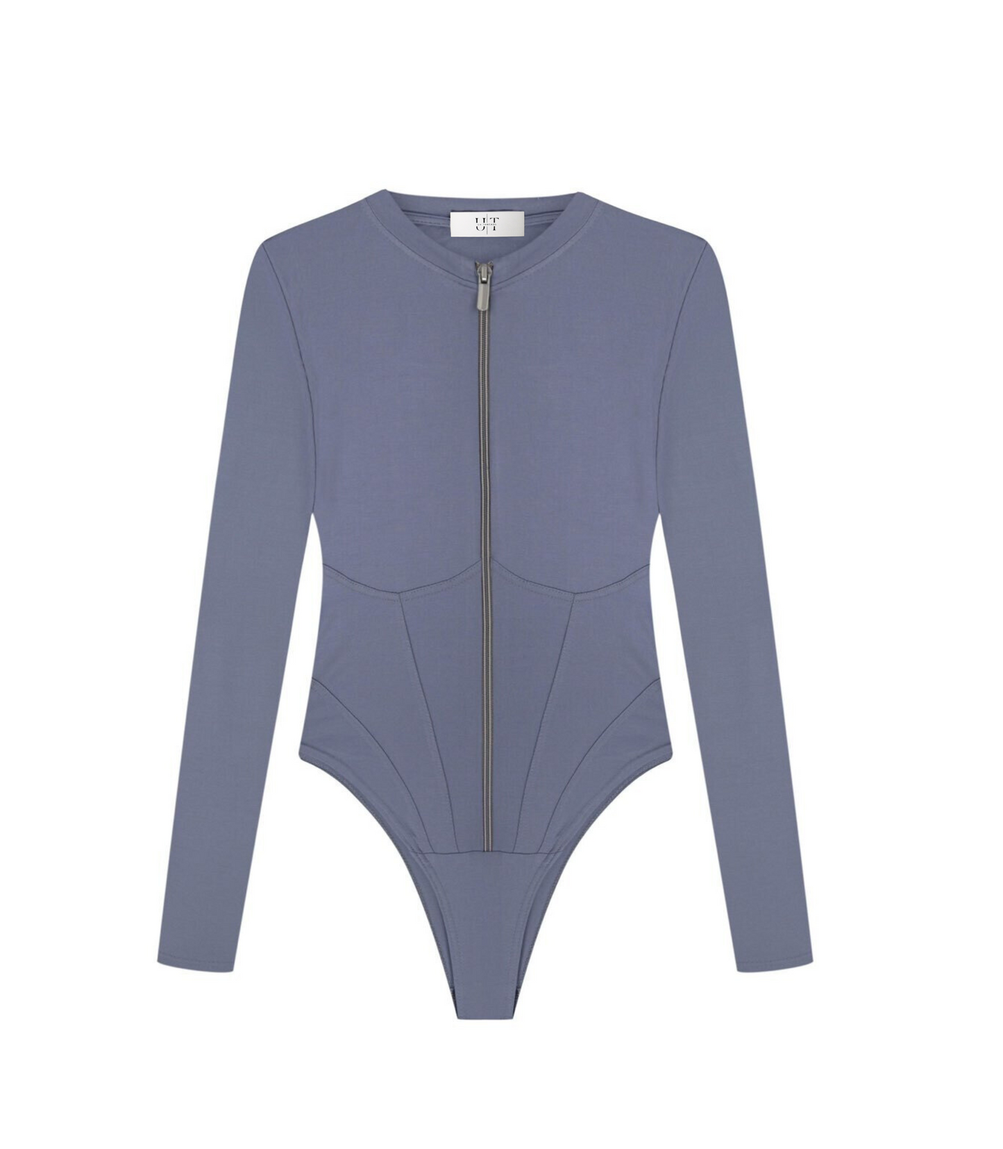 Essential Zip Long Sleeve Bodysuit Denim UaThreads